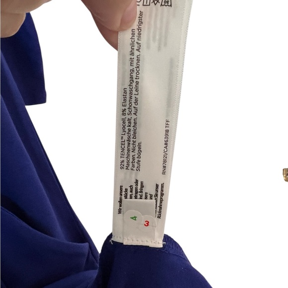 Eileen Fisher Cobalt Blue V-neck A-line Knee Length Jersey Knit Dress Size M - Picture 7 of 10